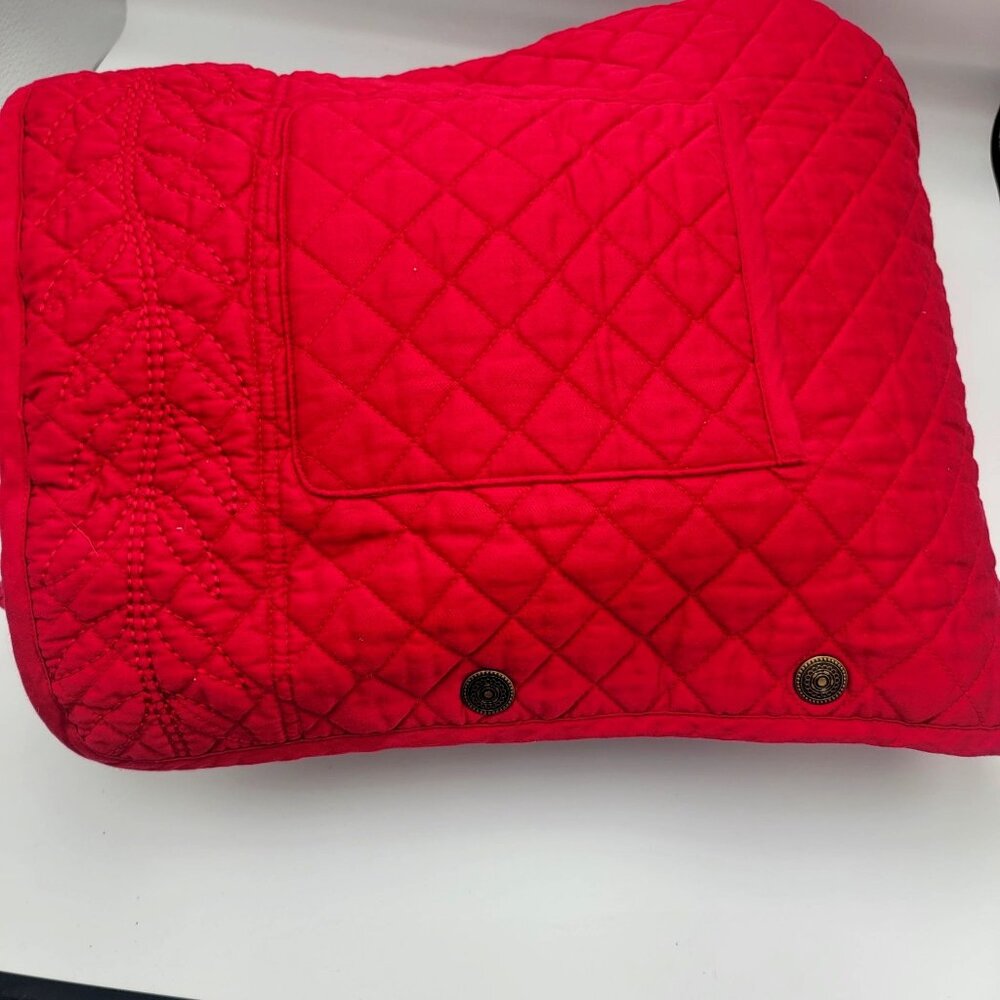 Denim & Co Reversible Quilted Jacket With Floral Print & Solid Red Design Button - Picture 15 of 16